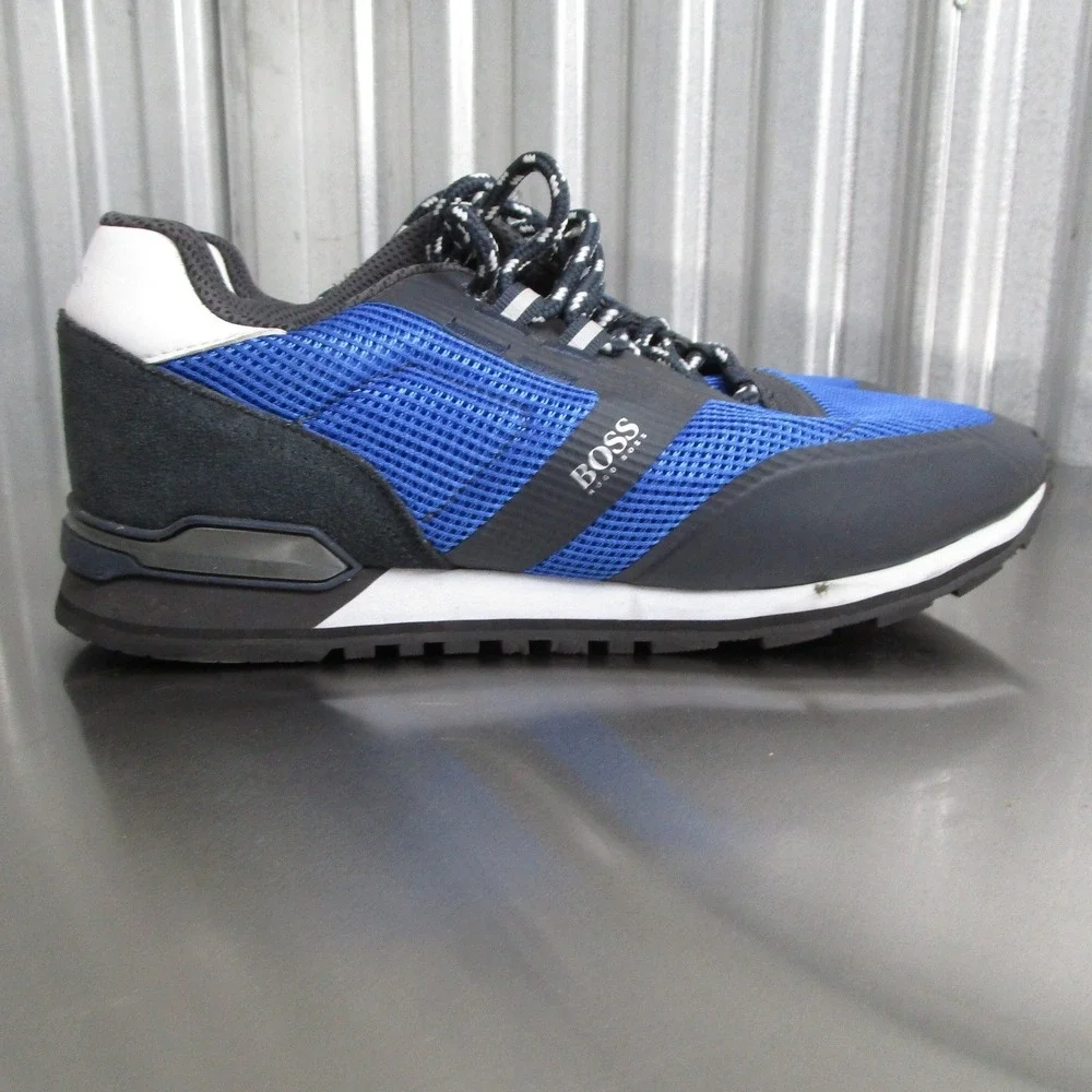 Hugo Boss Mens Blue Black Mesh Leather Suede Sneakers 50455306 Size 43 10